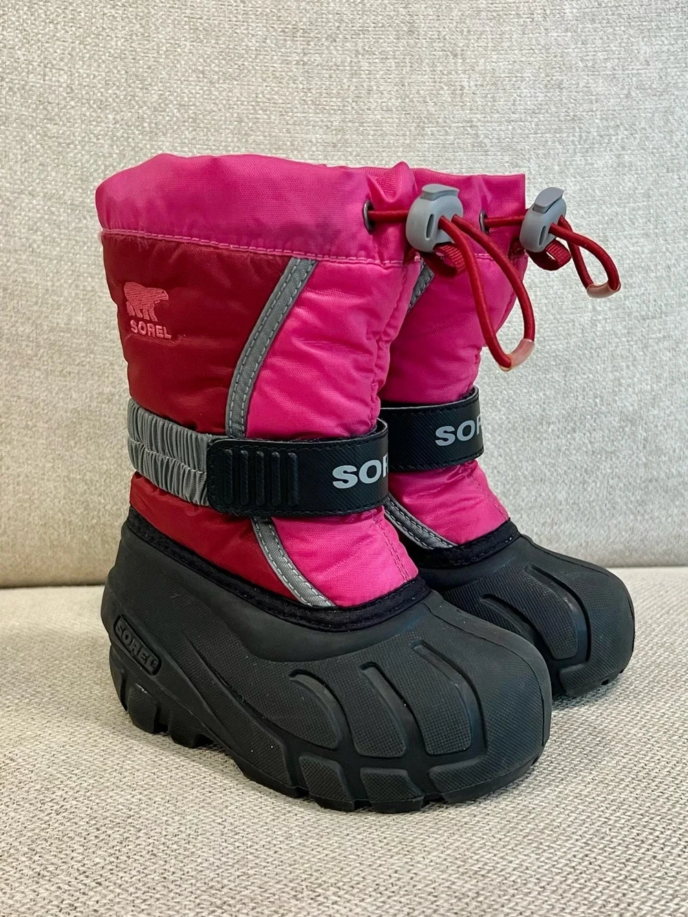 Sorel Size 7 Toddler Girls Pink Winter Snow Boots Waterproof Insulated GUC